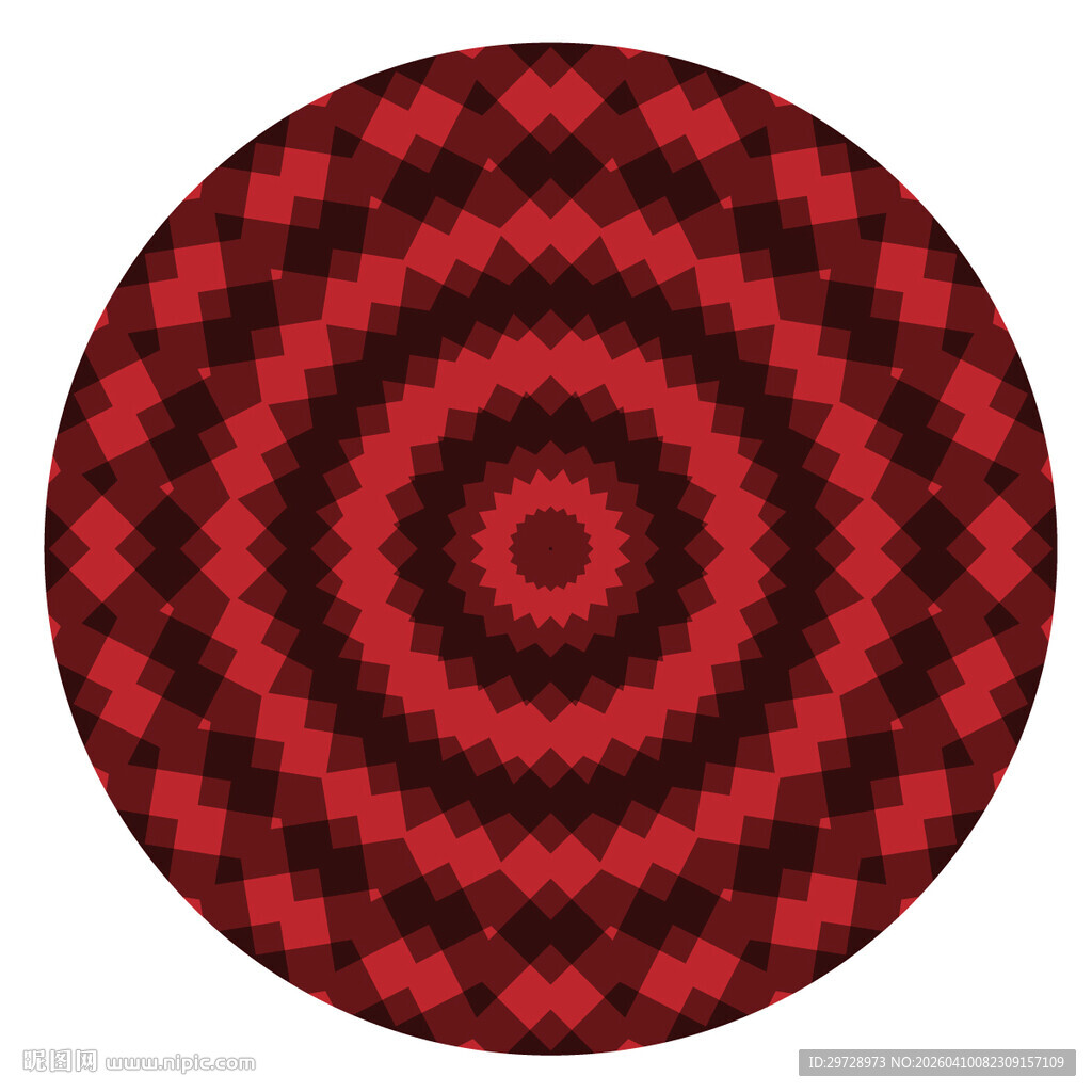 红黑几何图案圆形装饰图