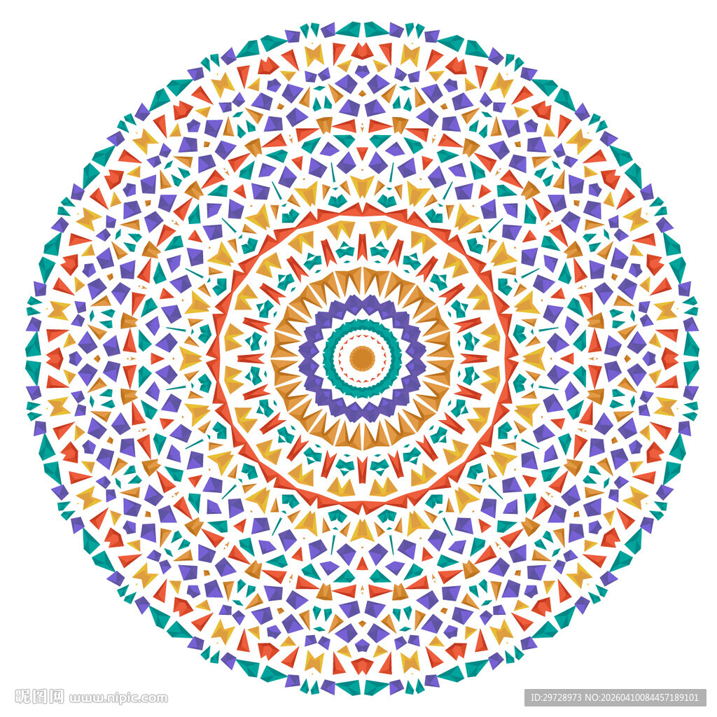 多彩圆形曼陀罗图案