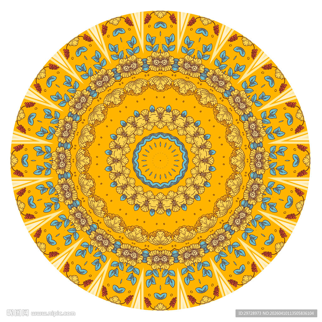 圆形华丽花纹图案