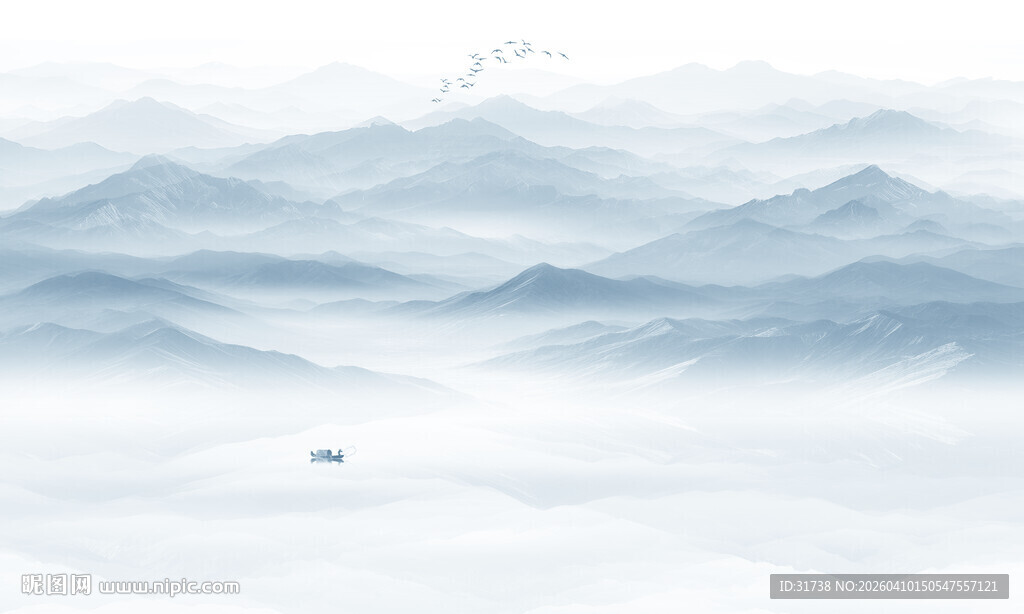 中国风水墨山水画背景墙