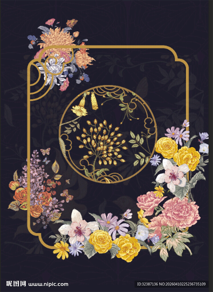 黑金花卉装饰图案设计