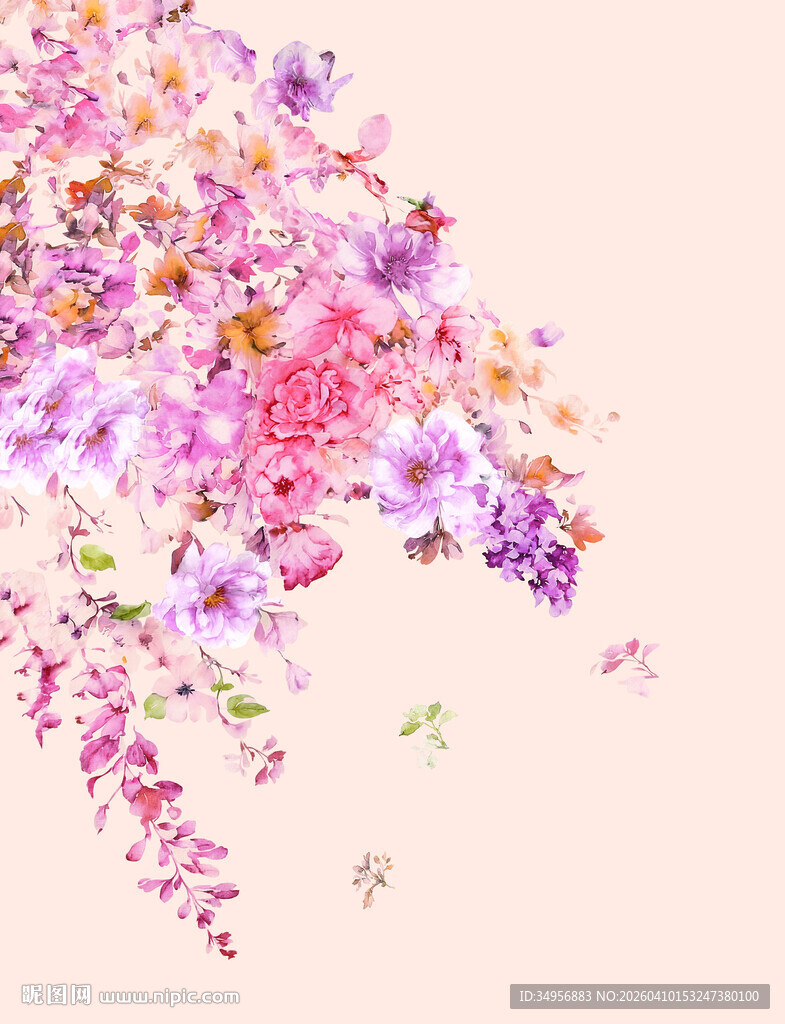 梦幻缤纷花卉图案背景