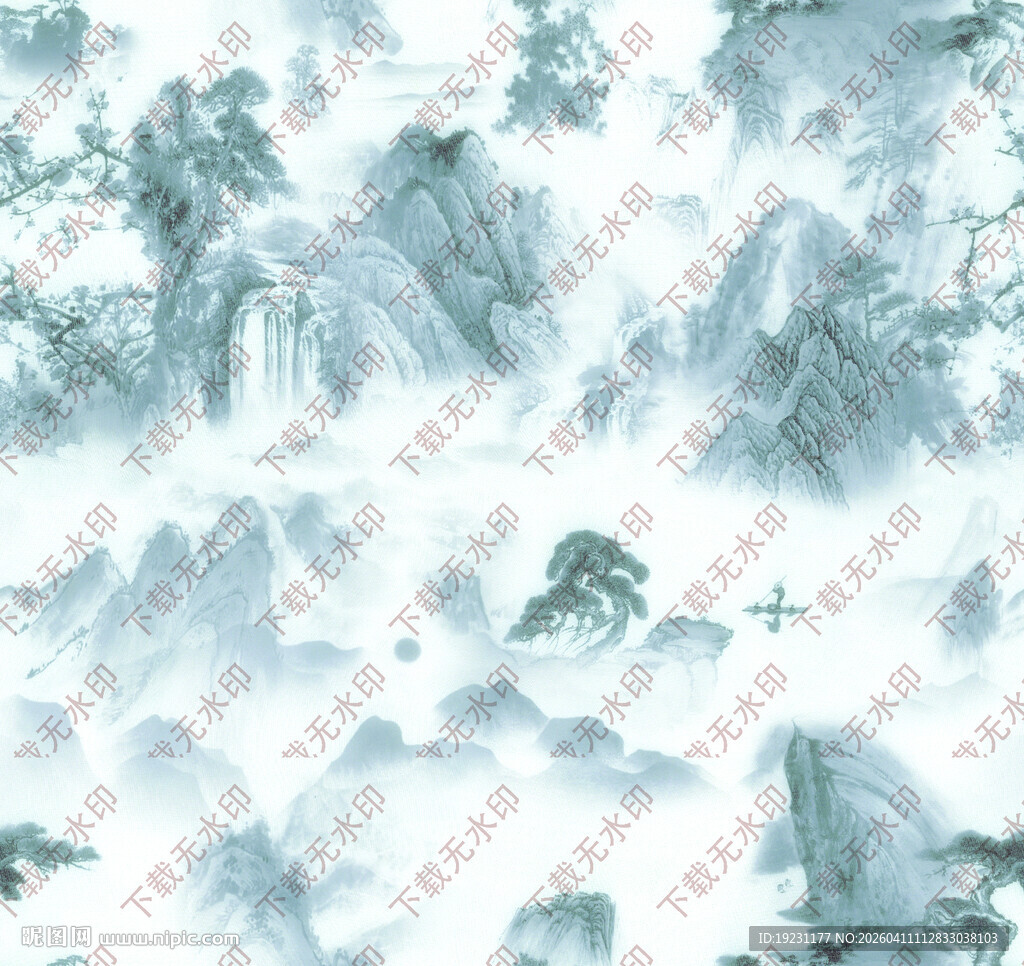 水墨山水风景图案