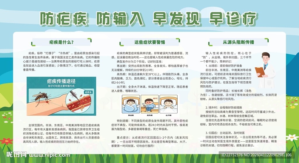 全国疟疾日健康科普展板