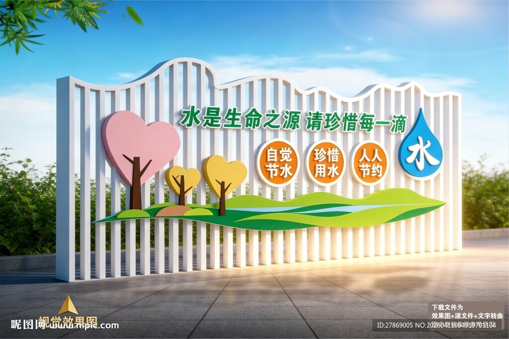节约用水珍惜资源雕塑造型标识牌