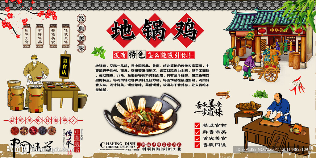 地锅鸡背景墙