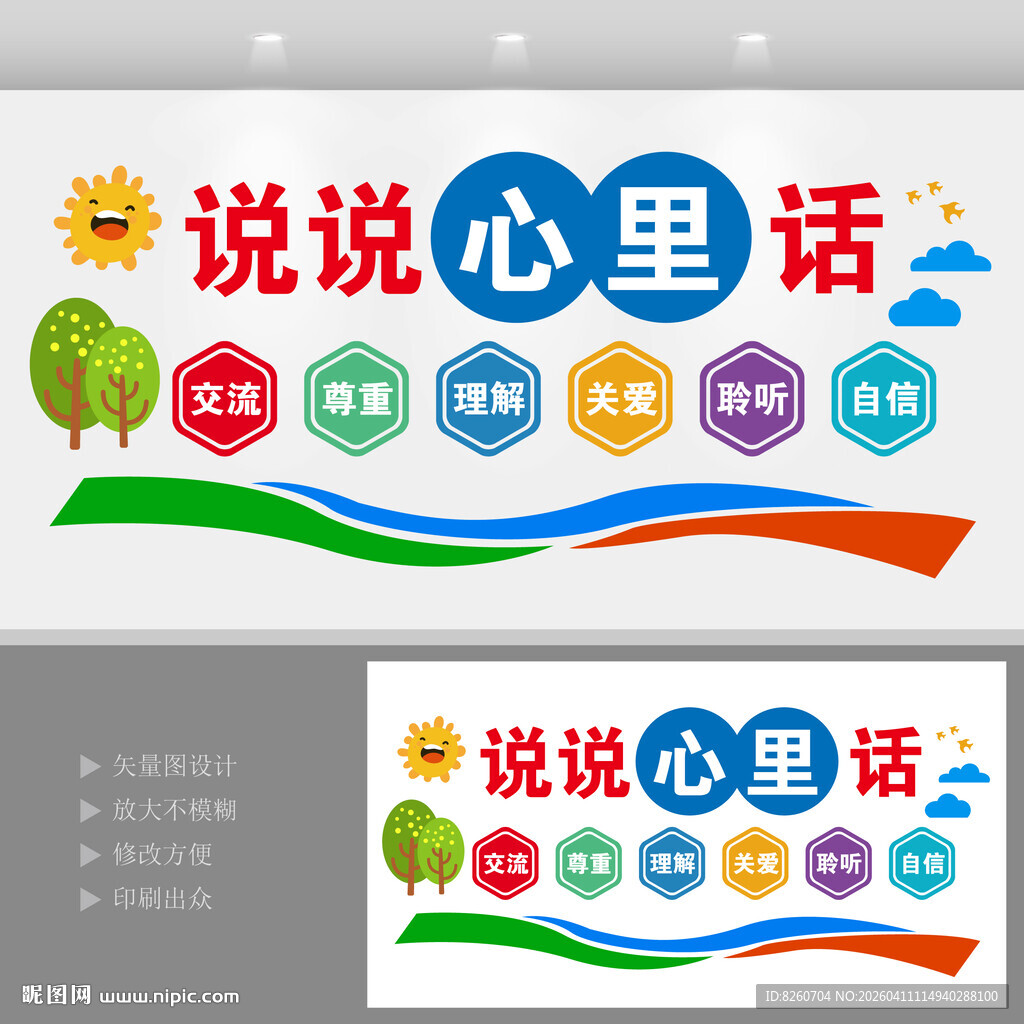 说说心里话文化墙心理辅导室文化