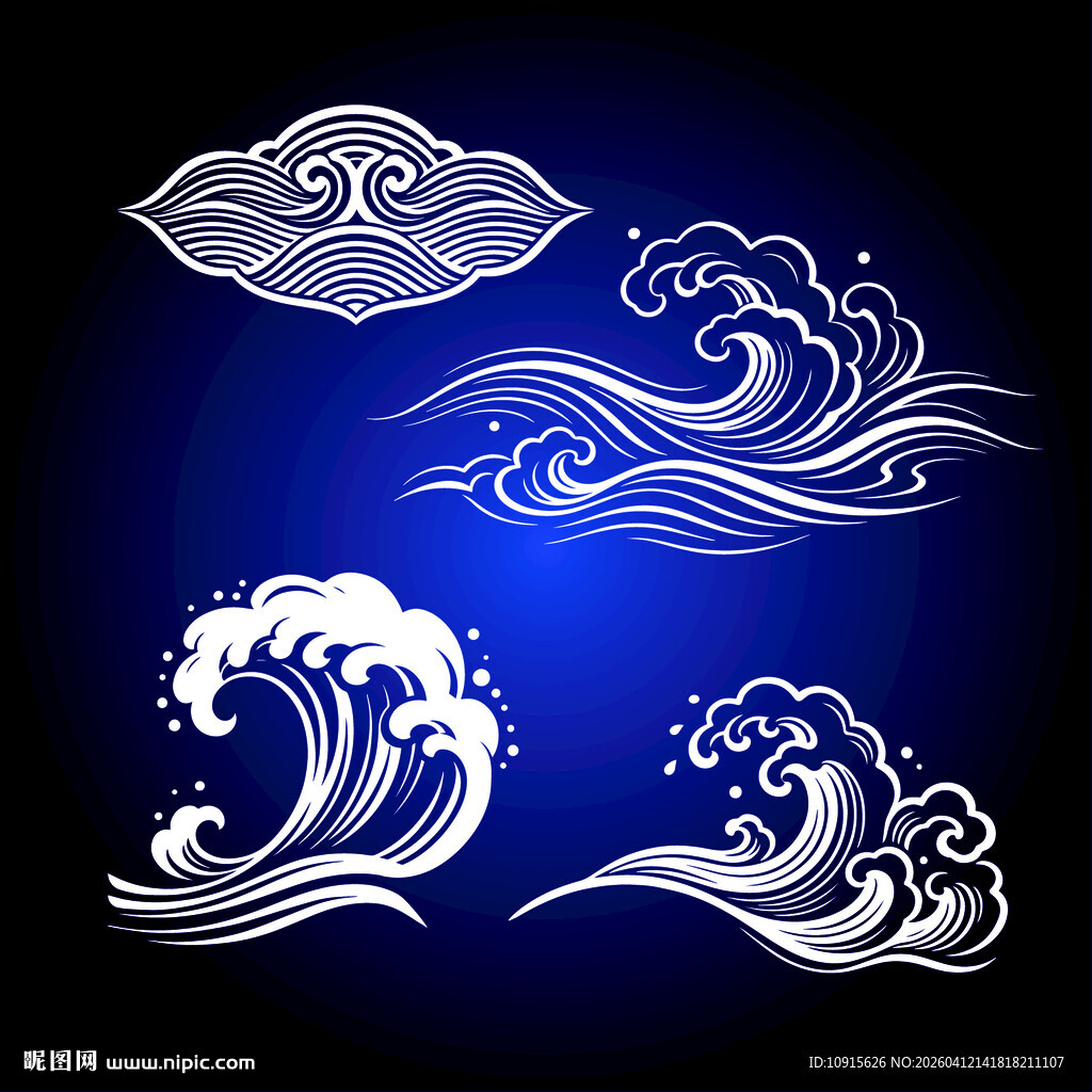 中式传统海浪云纹图案