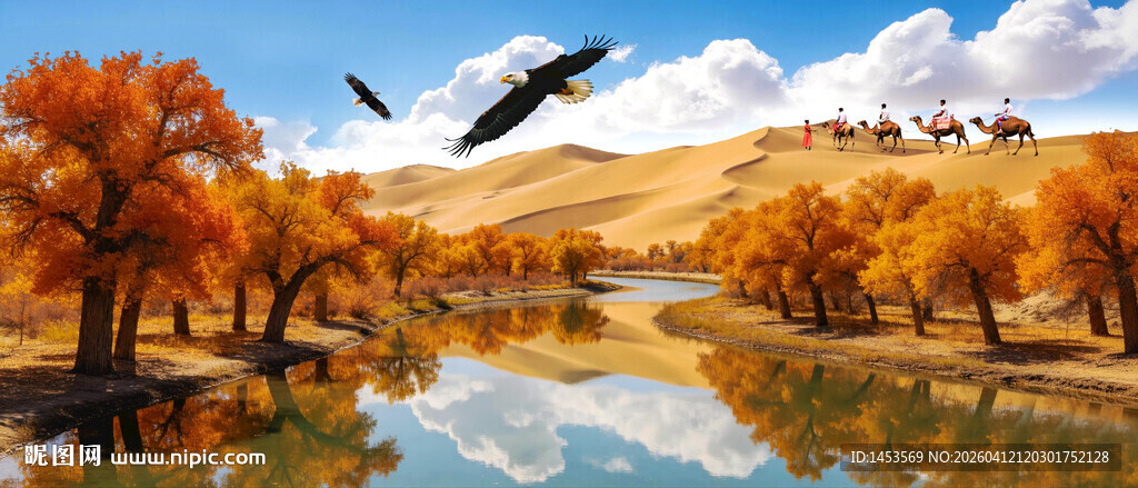 沙漠绿洲胡杨林