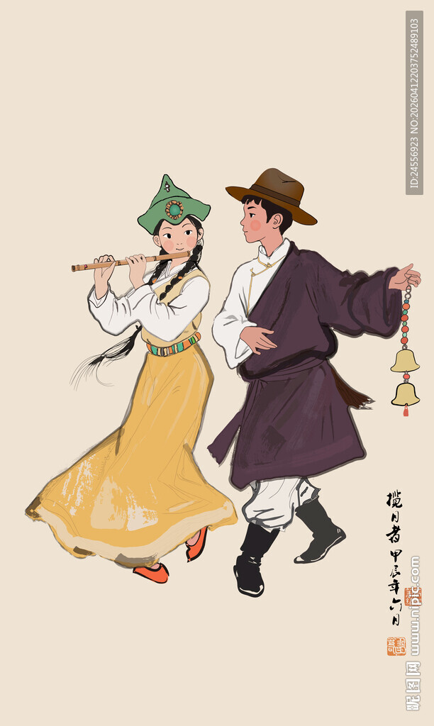  藏族男女舞蹈服饰民族风服藏族