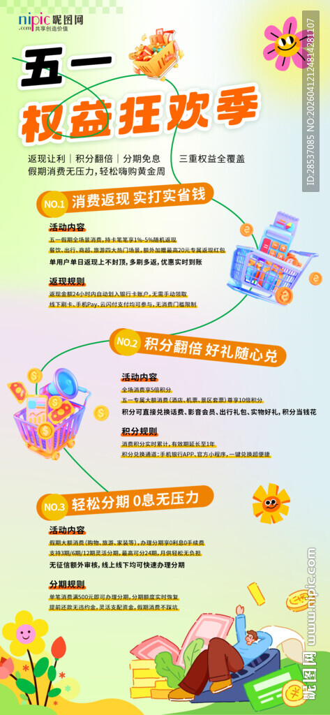 金融五一权益说明手机海报