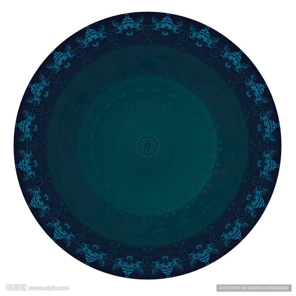 深蓝色花纹圆形装饰盘