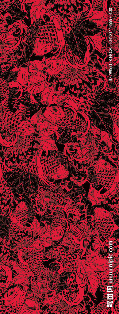 深红花卉图案纹理背景