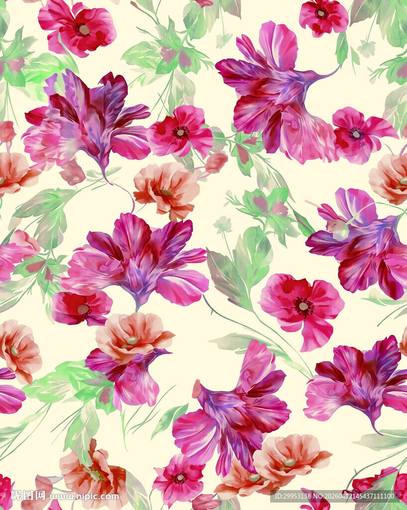 花卉水彩图案背景纹理