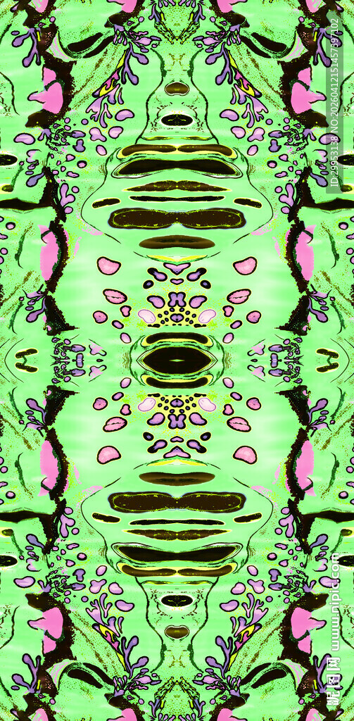 梦幻绿色对称抽象图案