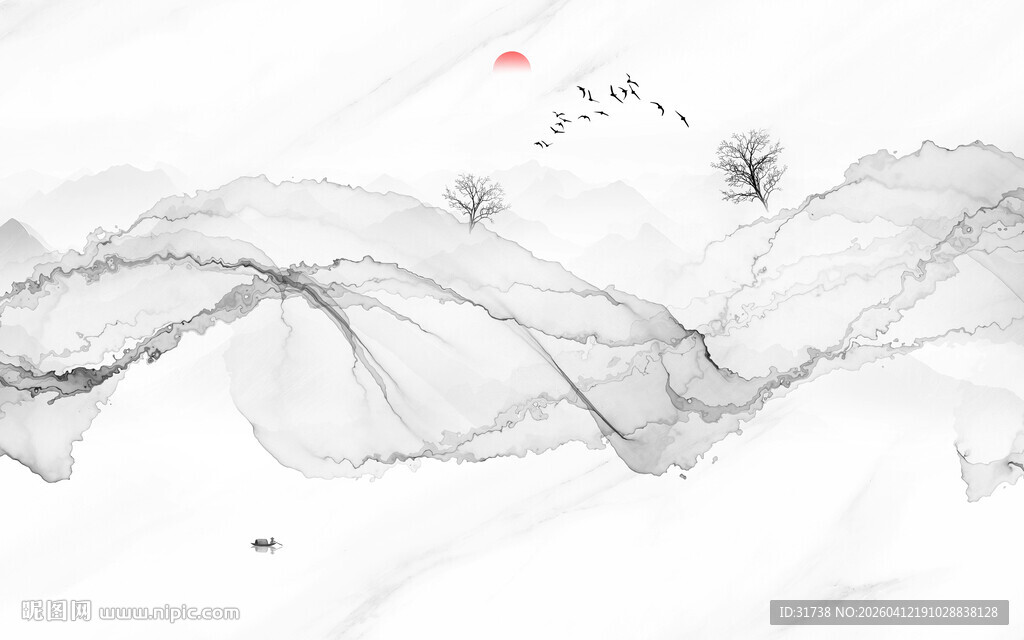 水墨写意山水意境图