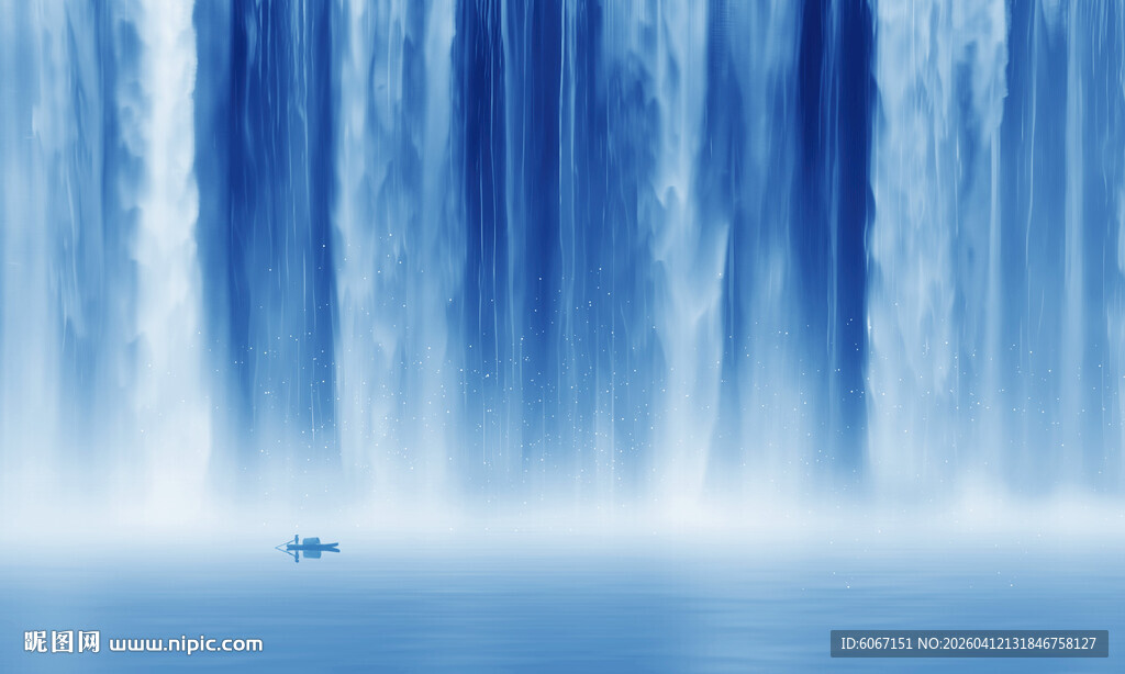 源远流长瀑布山水画背景图