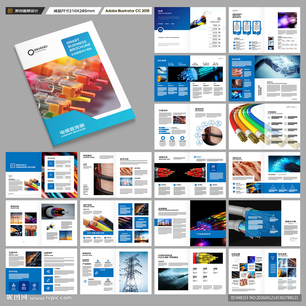 蓝色电缆画册