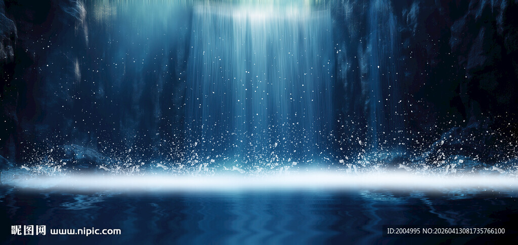 高清蓝色瀑布