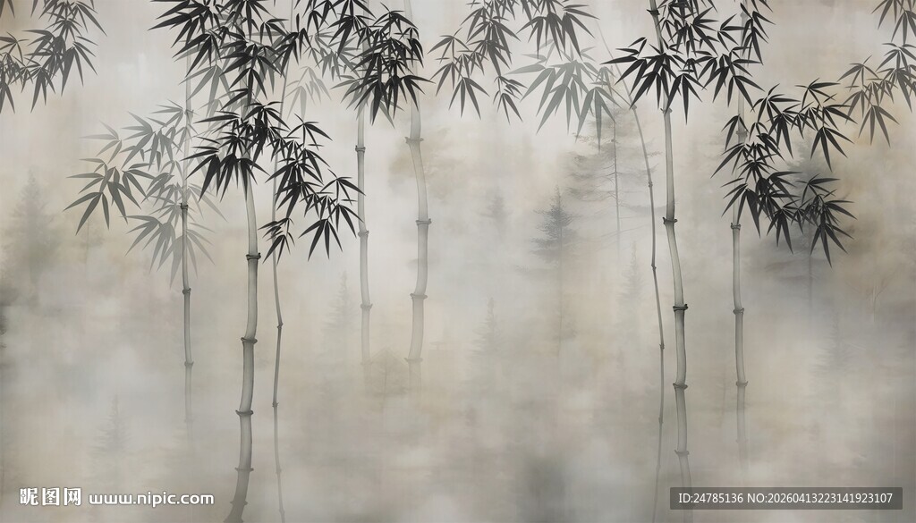 水墨竹林