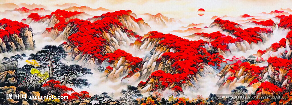 鸿运当头山水画