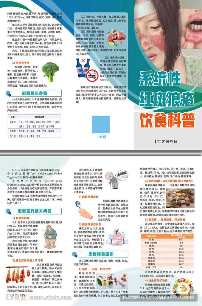 系统性红斑狼疮饮食科普三折页