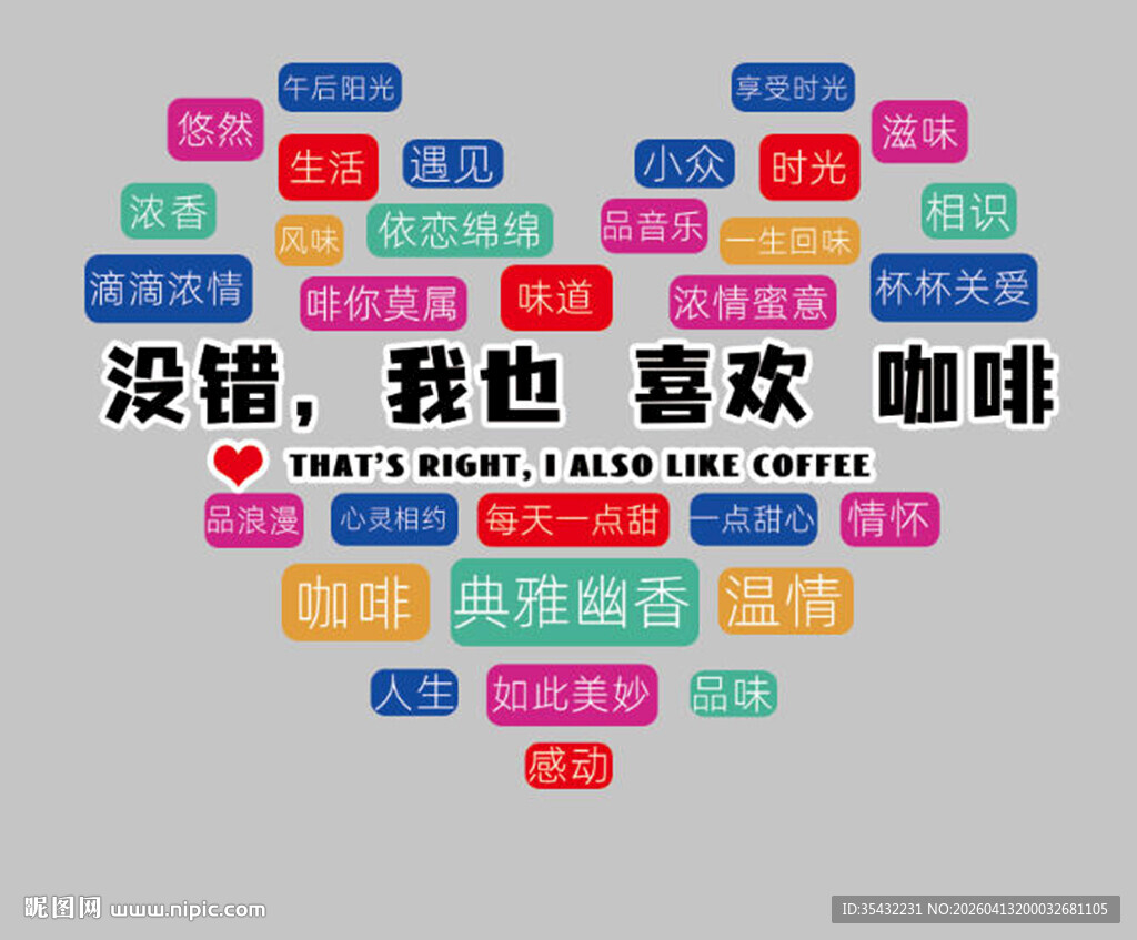 心形咖啡话语创意图案