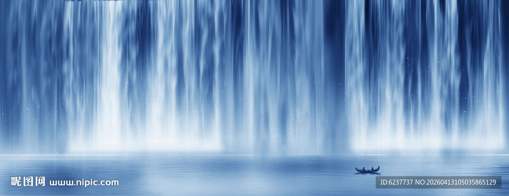 高山流水瀑布山水图