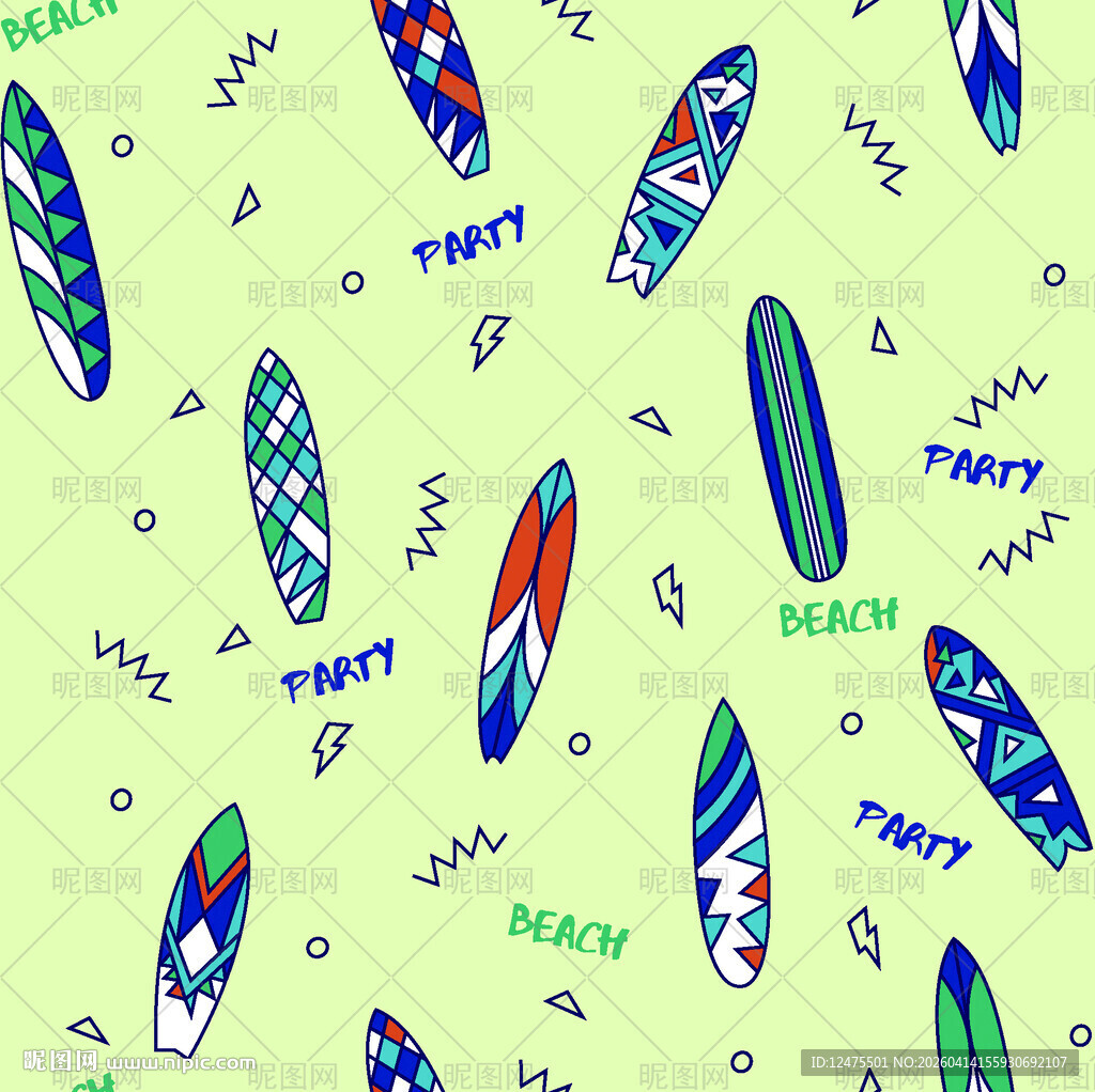 多彩冲浪板图案背景