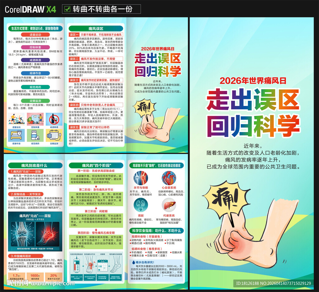 世界痛风日三折页
