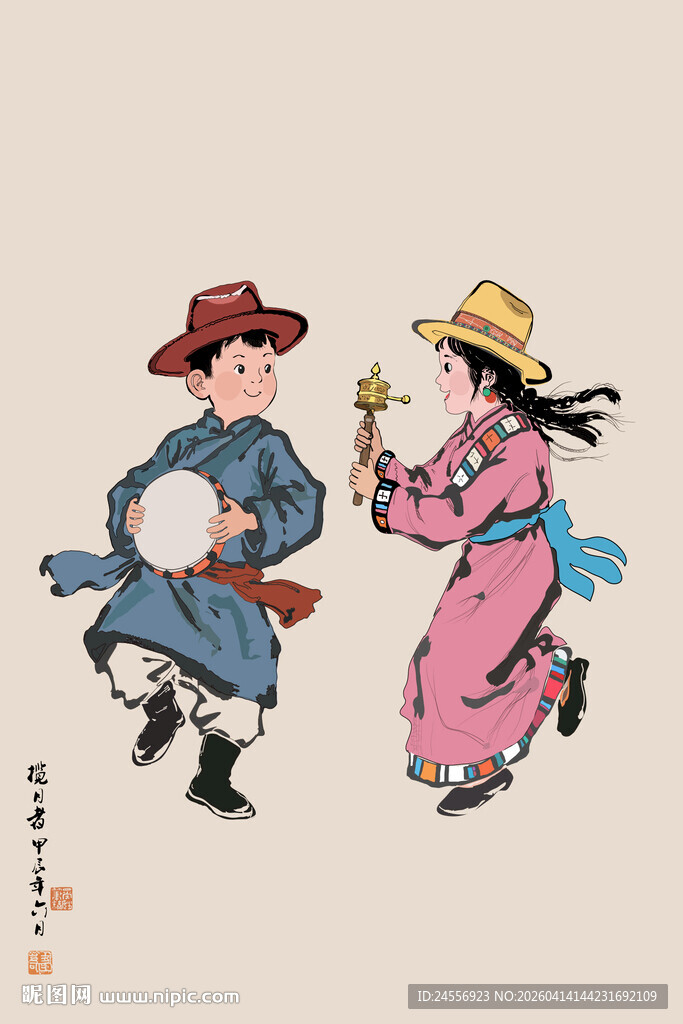 藏族儿童舞蹈服饰民族风服藏族