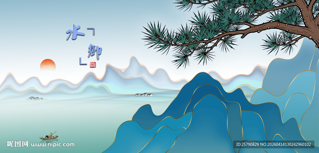 水墨山水风景图