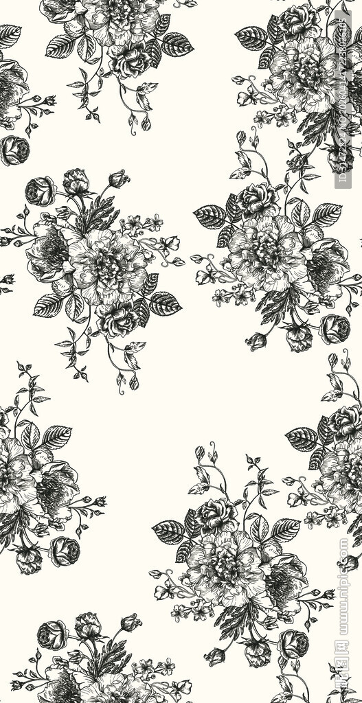 黑白花卉图案纹理背景