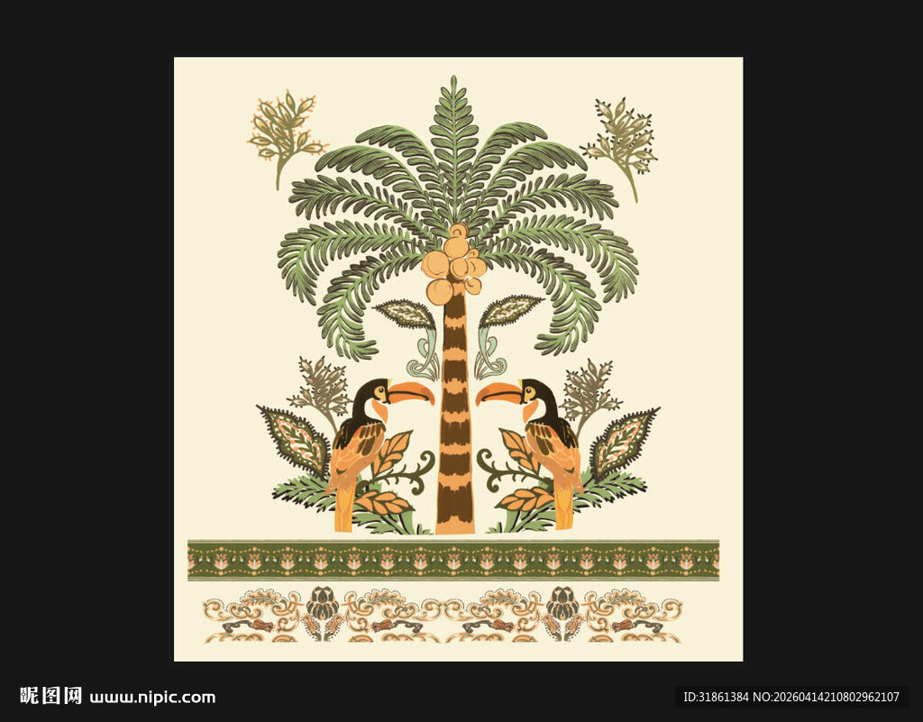 数码印花 复古棕榈树