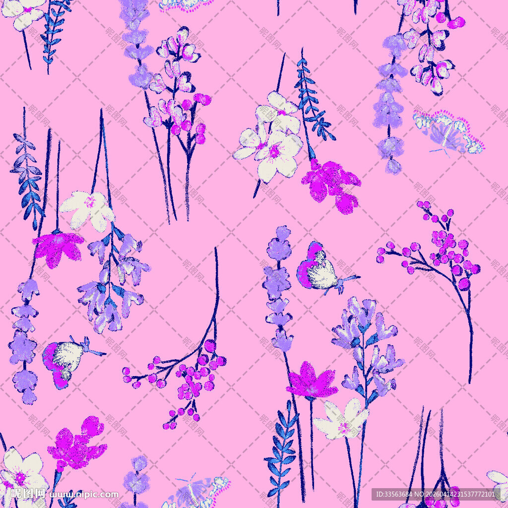 粉色背景的花卉图案设计