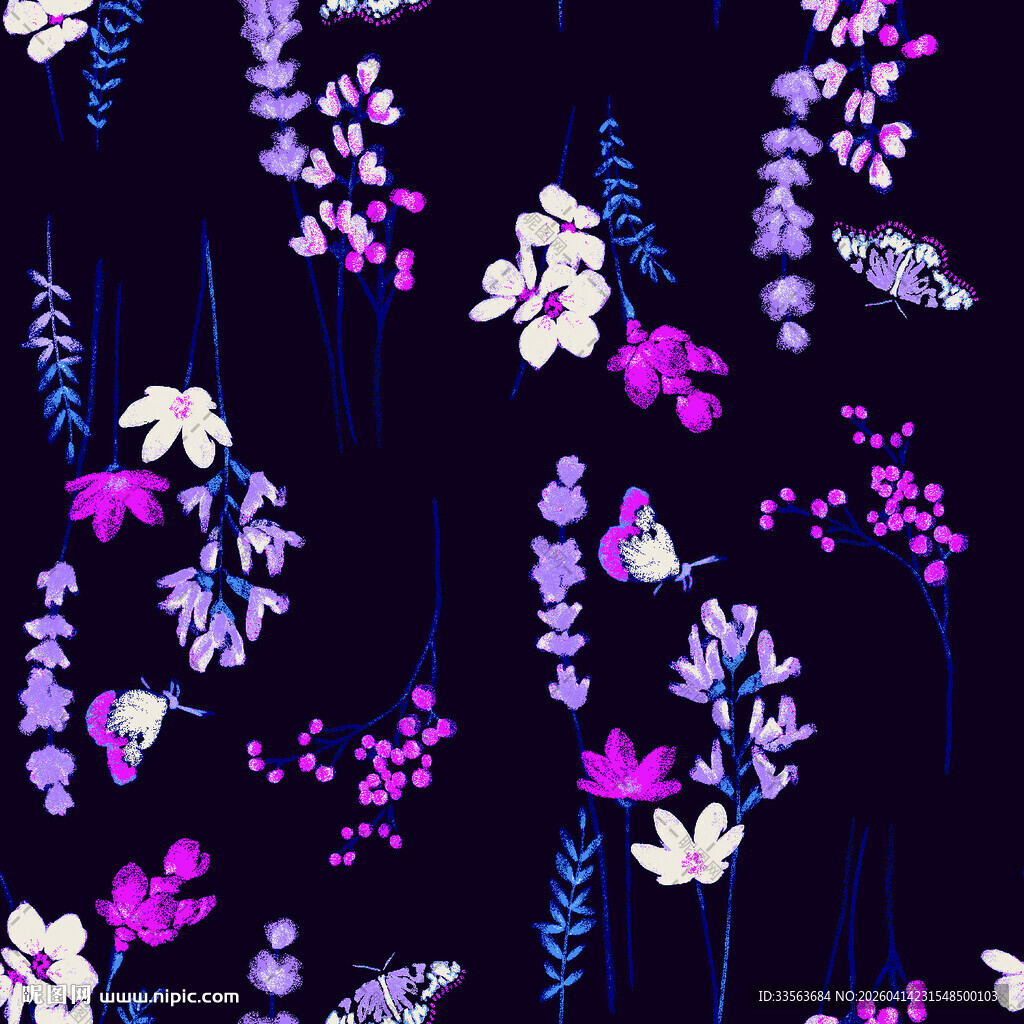 紫色花卉图案背景纹理