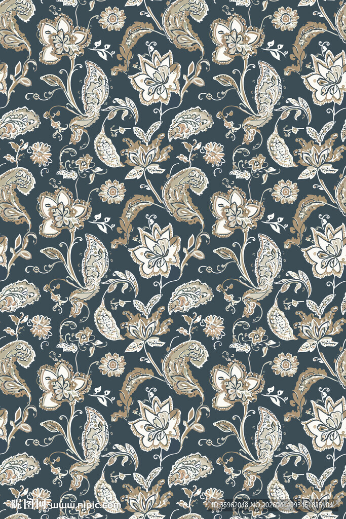 复古花卉图案纹理背景