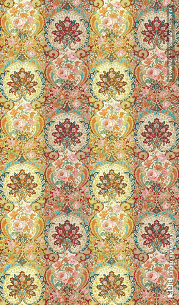 复古花卉图案背景纹理