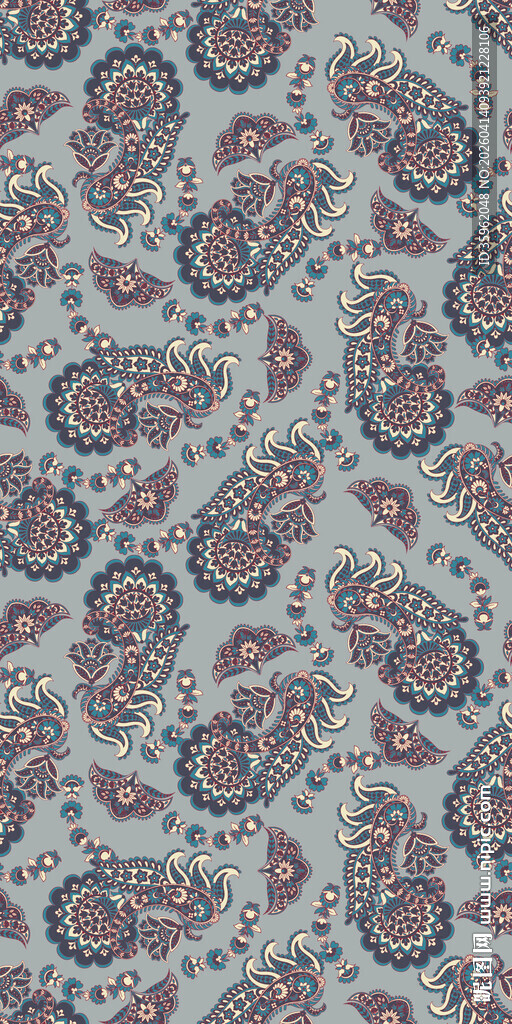 复古佩斯利花纹图案