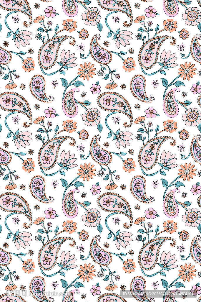 多彩佩斯利花纹图案