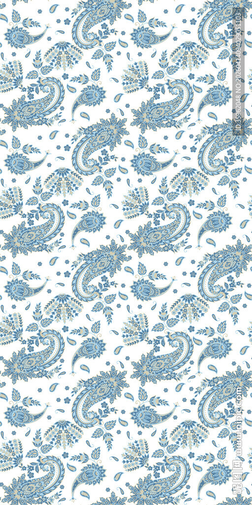 蓝白花卉图案纹理背景