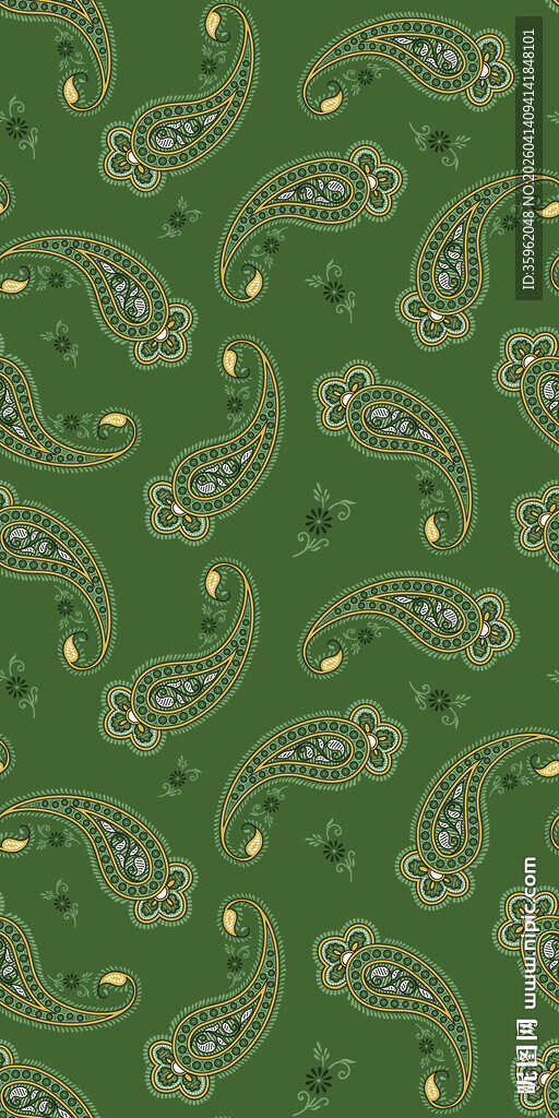 绿色佩斯利花纹图案背景