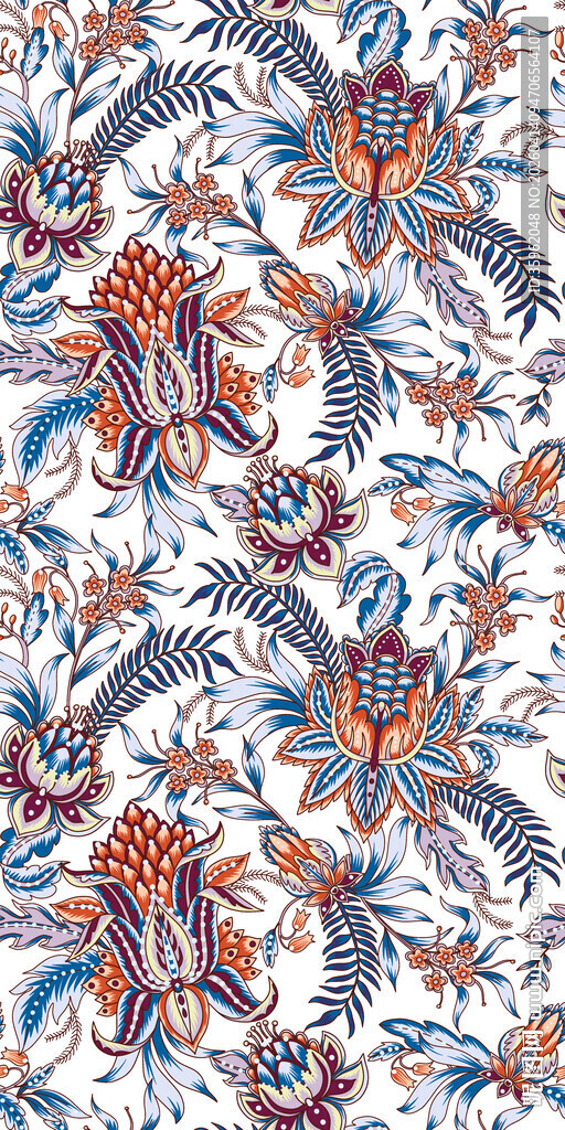 复古花卉图案布料纹理