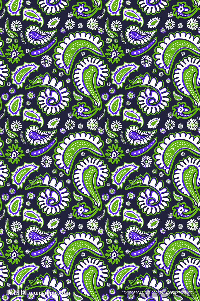 多彩佩斯利花纹图案