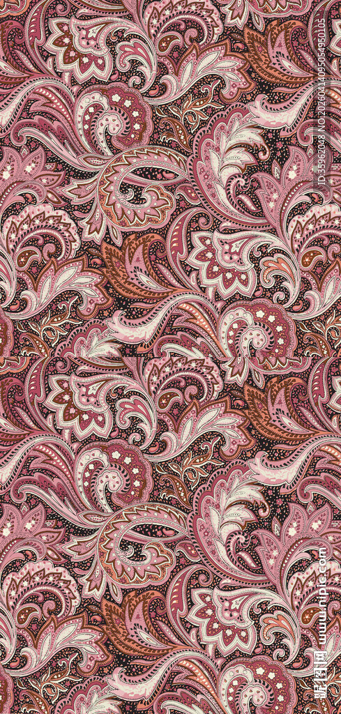 复古佩斯利花纹图案