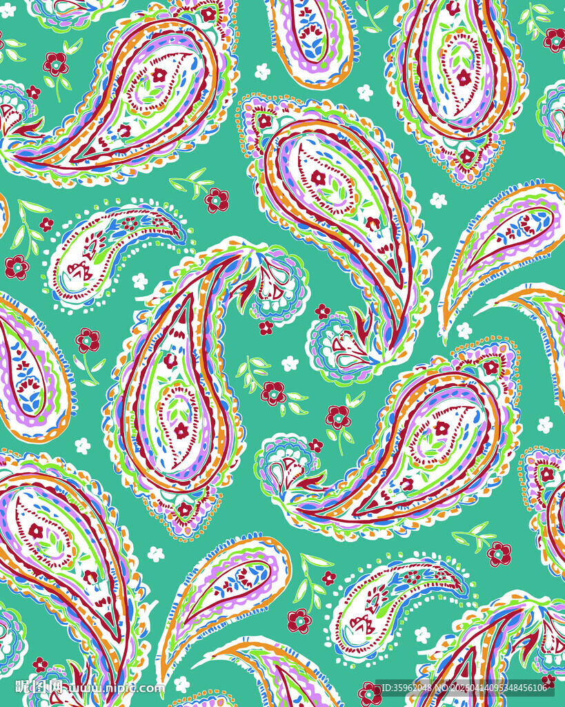 多彩佩斯利花纹图案