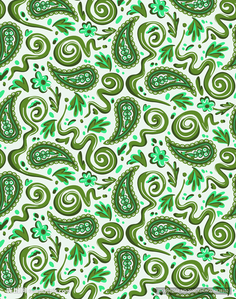绿色植物螺旋图案背景