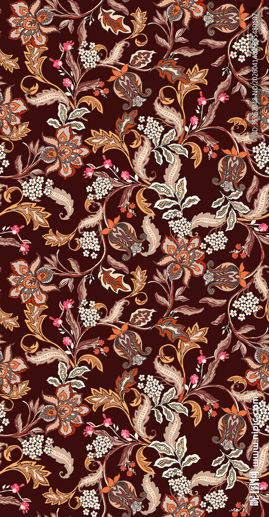 复古花纹布料图案