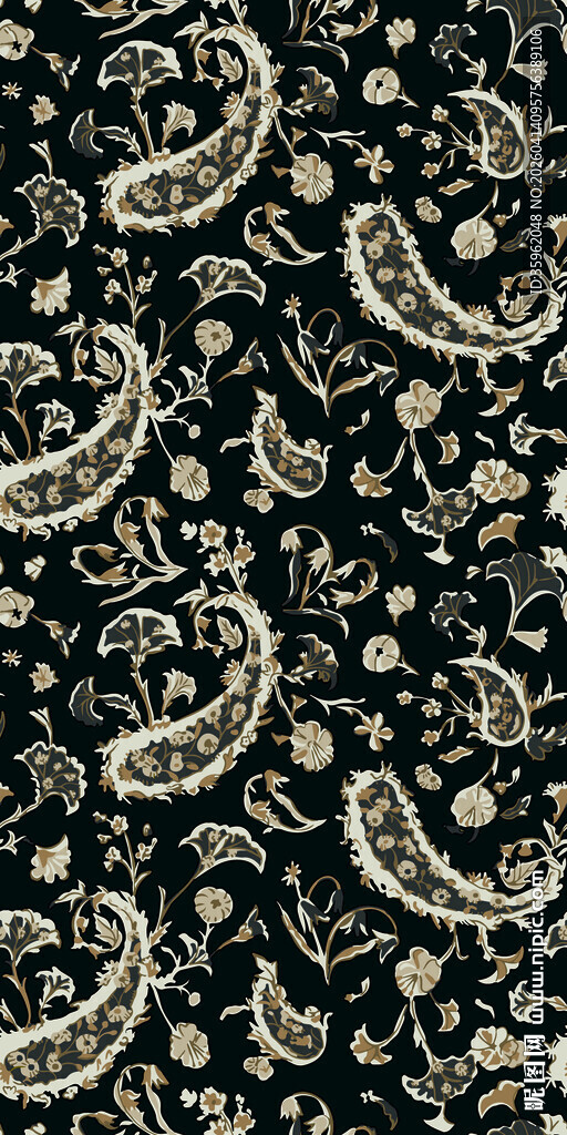 复古佩斯利花纹图案