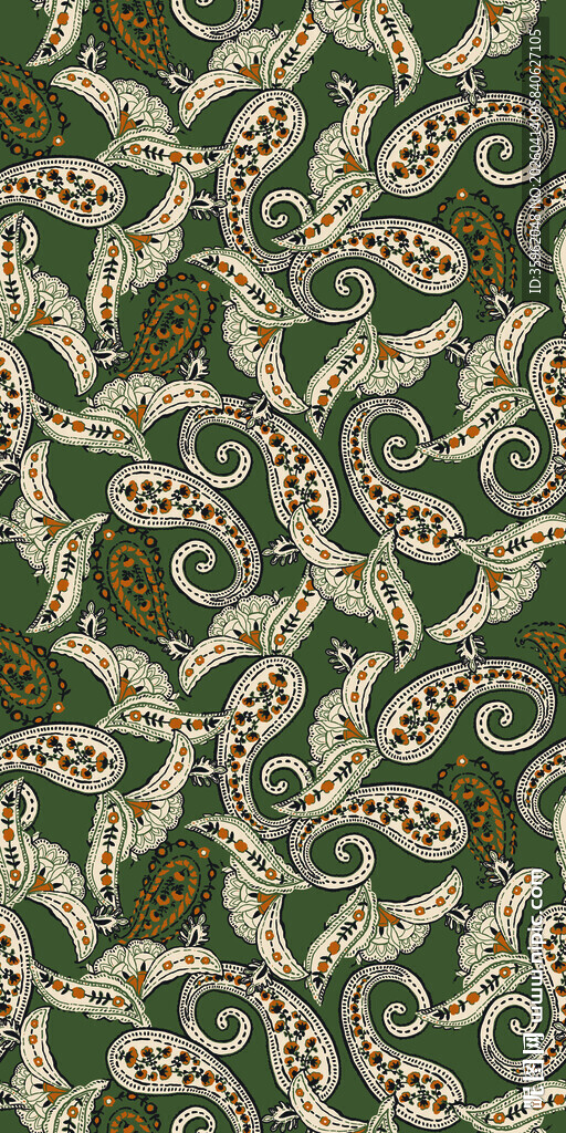 复古花纹绿色织物图案